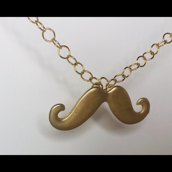 16kt Gold Moustache Necklace - Picture 2 of 4